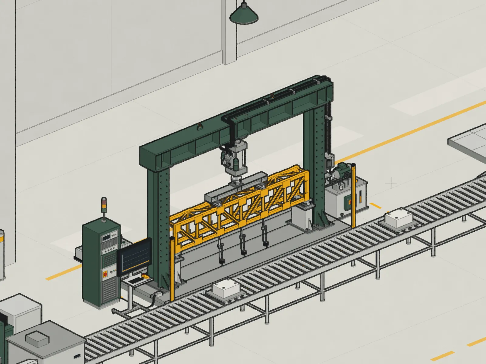 Structural load testing, as it runs on station 02 of the line